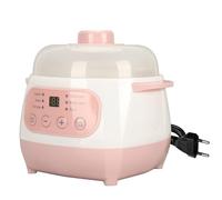Sustvita Mini Ceramic Cooker con temporizador incorporado, 1 ótica eléctrica de 1 l para sopa y gachas, pequeña olla de cocción lenta con tapa, Blanquecino