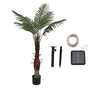 SustVita Palmera decorativa con luz solar con 100 luces LED brillantes para fiestas en el patio y la piscina, crea un ambiente tropical, palmera con luz artificial de 120 cm