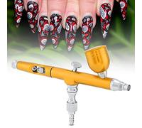 Sustvita Pistola de aerógrafo de doble acción con una herramienta de pintura en aerosol de 0.3 mm, ideal para aplicaciones profesionales de arte de tatuajes y uñas (Amarillo)
