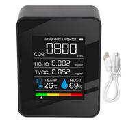 SustVita Probador de Calidad del Aire Interior con Carga USB Tipo C para Dormitorio y Sala de Estar Un Detector de Aire Multifuncional 5 en 1 para CO2 y HCHO