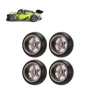 SustVita RC Drift Tire, Premium Aluminum Alloy Wheel Rims with Hard Plastic Tyres, Ideal for 1/14 Scale RC Vehicles, Enhanced Grip and Style (Ti Color)