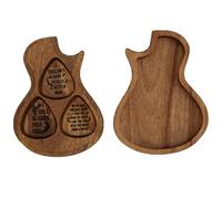 SustVita Selecciones de guitarra de madera con caja de soporte de guitarra portátil para músicos y guitarristas que ofrecen almacenamiento de accesorios organizado con un acabado de grano natural
