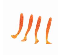 SustVita Señuelos de Pesca para lubina para Agua Dulce, Juego de 50 señuelos de Pesca de plástico Blando con cebos de Larva de Cola en T de 5 cm de tamaño, cebos Esenciales para (Naranja)