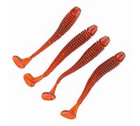 SustVita Señuelos de Pesca para lubina para Agua Dulce, Juego de 50 señuelos de Pesca de plástico Blando con cebos de Larva de Cola en T de 5 cm de tamaño, cebos Esenciales para (Roja)