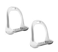 SustVita Suministios de Silla de monarilla de Aluminio estribos de Seguridad para Montar a Caballo con diseño Ecuestre no Deslizante y Almohadilla de Acero Inoxidable (Blanco)