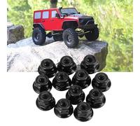 SustVita Tuerca de Seguridad Ligera para Rueda RC Outlast, 10 Tuercas de Seguridad de Nailon con Brida M4 de 4 mm para Coche, camión, buggerie y Oruga RC a Escala 1/10 (Negro)