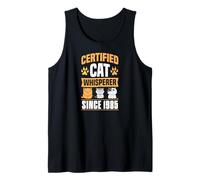 Susurrador de Gatos Certificado Desde 1985 con temática de Gatos Año de cumpleaños Camiseta sin Mangas