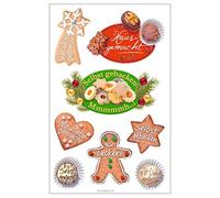 Susy Card 40002682 Pegatinas, autoadhesivo, Arco tamaño 8 x 12, 5 cm, 3 Arco envoltorio, diseño: Xmas Hornear 2