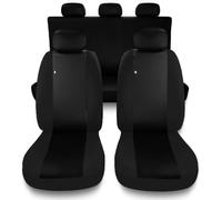 Susy Shop Fundas para asientos de coche compatibles con Panda 2 y 3 Series, juego de fundas delanteras traseras, respaldo trasero completo, acabado Made in Italy (negro/negro)