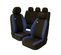 Susy Shop Fundas para Asientos de Coche Compatibles con Panda Easy 2 y 3 Serie, Juego de Fundas Delanteras y Traseras, Respaldo Trasero Completo, Fabricado en ITALIA (Negro/Azul Oscuro)