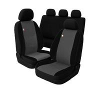 Susy Shop Fundas para asientos de coche compatibles con Panda Easy 2 y 3 Serie, juego de fundas delanteras traseras, respaldo trasero dividido 1/3, fabricación Made in Italy (gris claro/negro)