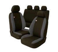 Susy Shop Fundas para asientos de coche compatibles para Panda 2 y 3 Serie, juego de fundas delanteras traseras, respaldo trasero dividido 1/3, fabricación Made in Italy (negro/gris oscuro)