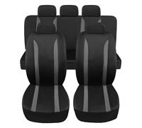 Susy Shop - Fundas para asientos de coche - Modelo universal LS09 - Color gris - Kit delantero y trasero - Para utilitarios medianos y pequeños - No apto para SUV