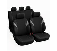 Susy Shop Fundas universales para asientos delanteros y traseros, fundas para coche con 2 cremalleras en el respaldo trasero, modelo H (gris)