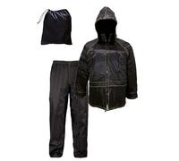 Susy Shop - Mono de moto impermeable a prueba de viento con bolsa | negro | chaqueta y pantalón - capucha retráctil | hombre mujer | scooter bicicleta | kit de lluvia, Negro , XL