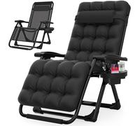 Suteck Zero Gravity - Silla reclinable de 26 Pulgadas de Largo con cojín extraíble, sillas reclinables de Patio con portavasos y reposacabezas Acolchado, Soporte de diván de aleación de Aluminio, 500
