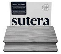SUTERA - Tapete de baño de Piedra, tapete de Ducha de Tierra de diatomeas, Antideslizante, súper Absorbente, de Secado rápido, Natural, fácil de Limpiar (23.5 x 15 Pulgadas, Gris, 2 Unidades)