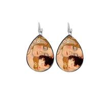 SUTEYI Pintura Clásica Pendientes de Lágrima Joyería Gustav Klimt El Beso Imagen Cúpula de Vidrio Gota de Agua Pendientes de Mujer
