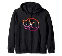 Sutil Lesbian Pride Flag Cat Sudadera con Capucha