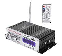 Sutinna Amplificador de Potencia, Audio estéreo FM para Coche con Bluetooth HiFi con Cable de Fuente de alimentación Reproductor Digital con Control Remoto para Ordenadores domésticos