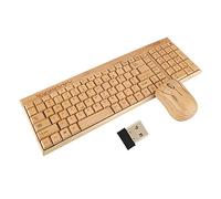 Sutinna Ratón y Teclado inalámbricos Bluetooth, Teclado de Madera de bambú Ultrafino Resistente al Agua, diseño único, decoración de Escritorio