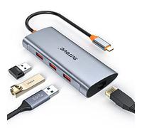 SUTOUG 4 en 1 USBC Hub, USBTipo C a USB3.1 Hub Adaptador SuperSpeed 10Gbps con 1000Mbps RJ45 Ethernet para MacBook Pro iMac Samsung Galaxy Note 10 S10 S9 LG Google Chromebook Pixelbook, gris, ST-HB030