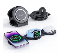 SUTOUG Cargador inalámbrico 3 en 1 mag-Safe Estación de Carga con Adaptador de CA de 18 W Compatible con iPhone 15/14/13/12 Pro MAX Plus, estación de Carga de Viaje Plegable para Apple Watch y Air