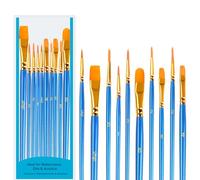 SUTOUG Juego de 2 Pinceles de Pintura, 20 Pinceles de Punta Redonda de Nailon de Madera, Pinceles de Acuarela para Pintura acrílica al óleo, Pintura de Roca, Pintura de Cara y uñas, Azul
