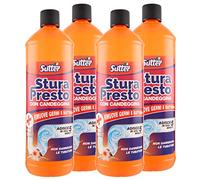 Sutter Sutter Stura Presto - Desatascador de gel con lejía para desagües de lavabos y bañeras - 4 botellas de 1 litro cada una