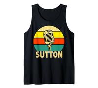 Sutton Nombre Retro Micrófono Música 80s Vintage para Hombres Niños Camiseta sin Mangas
