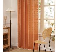 Sutuo Home Cortinas bohemias de color naranja quemado de 84 pulgadas de largo para dormitorio, sala de estar, terracota bohemia, Halloween, Pascua, elegante, con borlas bordadas, bolsillo para