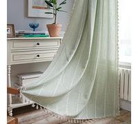 Sutuo Home Cortinas Bohemias para Dormitorio de 243.8 cm de Largo, filtran la luz, Estilo rústico Vintage, con borlas y Bordado, Bolsillo para Barra, 1 Panel de 52 Pulgadas de Ancho x 96 Pulgadas de