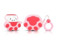 Suublg - Funda para AirPods 4 auriculares inalámbricos (2024) con mosquetón, funda protectora de carga de silicona con diseño de piel de dibujos animados para AirPods de 4ª generación (CatPawPK)