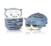 Suublg Funda para auriculares inalámbricos AirPods 4 (2024) con mosquetón, funda protectora de carga de silicona con diseño de dibujos animados para auriculares AirPods de 4ª generación (PPcatBU)