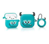 Suublg Funda para auriculares inalámbricos AirPods 4 (2024) con mosquetón, funda protectora de carga de silicona con diseño de dibujos animados para auriculares AirPods de 4ª generación (monstruo)