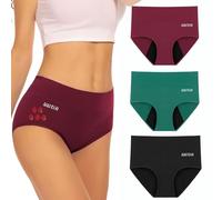 SUUFOR Bragas Menstruales 60ML de Alta Absorción y Gran Volumen, Braguitas Menstruales de Algodón Transpirable para Mujer (3 Pieza) S