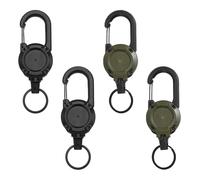 SUUFRUE 4 llaveros extensibles, viene con 4 llaveros, llavero duradero, extensible y cordón para montañismo, pesca, escalada, exterior, negro y verde