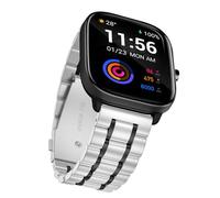 Suuira Correa Compatible con Amazfit GTS 2 Mini/GTS 4 Mini/GTS 3 / GTS 2e / GTS 2 / GTS/Bip 3 Pro/Bip 3 / Bip S/Bip U Elegante Metálica Acero Inoxidable Repuesto Correa (Plata/Negro)