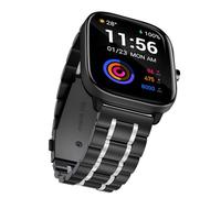 Suuira Correa Compatible con Amazfit GTS 2 Mini/GTS 4 Mini/GTS 3 / GTS 2e / GTS 2 / GTS/Bip 3 Pro/Bip 3 / Bip S/Bip U Elegante Metálica Acero Inoxidable Repuesto Correa (Negro/Plata)