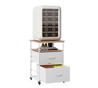 Suuiwau Miniestantería portátil para frigorífico con 4 ruedas, armario con 2 cajones, carrito de cocina, mesa auxiliar de 76 cm, mini soporte para nevera pequeña, para mini nevera, cocina, salón