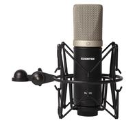 SUUNTOK Micrófono de condensador XLR, kit de micrófono cardioide de grabación profesional de diafragma grande con soporte de choque, para estudio, transmisión en vivo, podcas (negro)