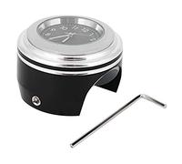 Suuonee Cuarzo Reloj, modificación de la Motocicleta Manillar Montaje Impermeable Reloj de Cuarzo Reloj Accesorios(Esfera Blanca Superficie Negra)