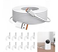 suuosl Cable USB-C 10m 66W Carga Rápida, Alargador de Alimentación para Cámaras de Seguridad Mi y Otras Marcas, PVC Resistente, Instalación Fácil con Abrazaderas, Cable de Extensión USB Tipo C
