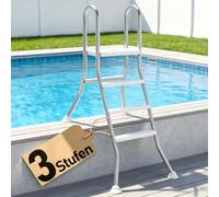 Suusolny Escalera para piscina de 3 escalones fabricada en acero inoxidable 304, escalera antideslizante para piscina, ayuda de entrada móvil para piscinas parcialmente empotradas con una profundidad