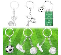 Suuwwn 6Pcs Llaveros de Coche, Colgantes de Fútbol Balon Soccer, Llavero de Zapato de Fútbol, Llavero de Rueda Neumático de Automoción, Colgante Llavero de Accesorios de Coche para Hombre Mujer