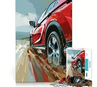 SUV Rojo en Camino de Tierra, Rompecabezas de 1000 Piezas para Adultos, Juguete Inteligente para el hogar, Corte Suave, Sorpresa navideña (38x52cm)