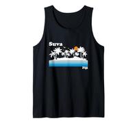 Suva Fiji Island Vintage 80s Tropical Vacaciones Atardecer Camiseta sin Mangas
