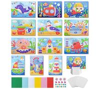 SUVEK 12 Piezas Pegatinas Mosaico Niños - Kit Manualidades Seguro, Actividad Creativa 4-9 Años, Desarrollo Motricidad Fina, Regalo Educativo Arte y Manualidades