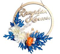 SUVIA Eid Ramadán Corona de puerta Ramadán 10 pequeñas flores blancas artificiales, corona colgante de primavera Islam Mubarak para puerta de entrada