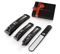 Suvorna Manipro M200 - Cortauñas y uñas de los pies, cortauñas inclinadas para uñas encarnadas y cutículas y lima de uñas de metal (pistola oscura metálica)